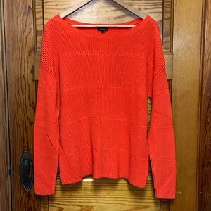 Talbots boatneck sweater size large red-orange coral in color EUC